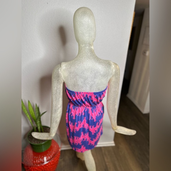 Lily Pulitzer Windsor Giraffe Blue/Pink Strapless Mini Dress. Size XSmall - Picture 5 of 12